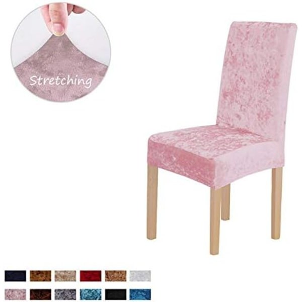 2 stk. tykke fløjlsstolbetræk Spisestolbetræk Elastisk strækbar stolbetræk Pink 2pcs