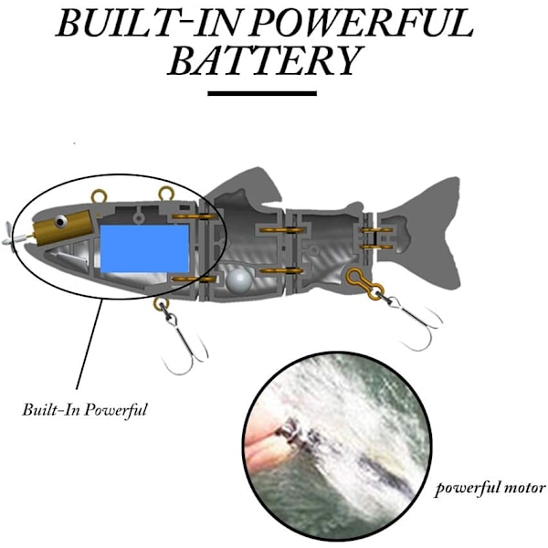 Robotisk Svømmeagn USB Genopladelig LED Lys 4-Segment Multi Leddelt Swimbait Intelligent Selvkørende Elektrisk Fiskeagn
