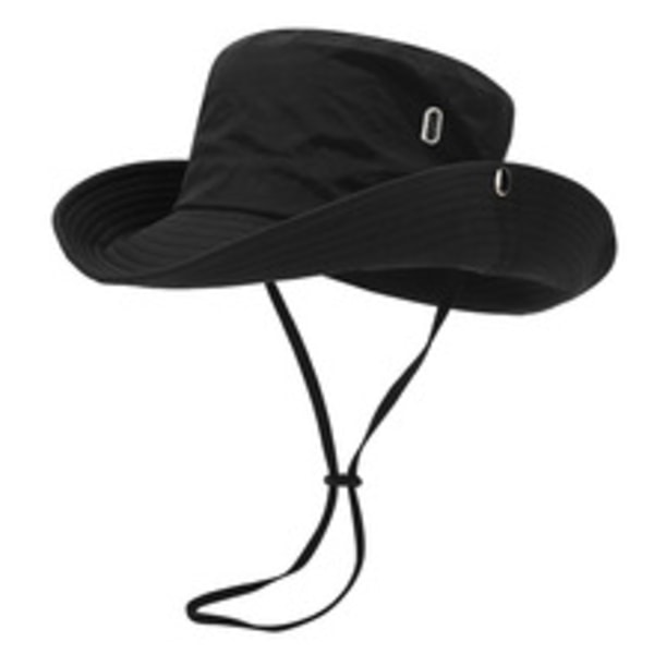 Fiskarhatt för Män och Kvinnor Andningsbar Fiskehatt Solhatt med Hakrem UV-skydd Sommar för Utomhus Klättring Camping Black