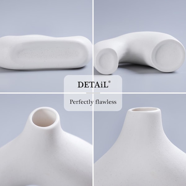Vit Keramisk Vas Set om 2 för Modern Minimalistisk Bohemisk Dekor, Runda Matta Donut Vas för Pampasgräs white