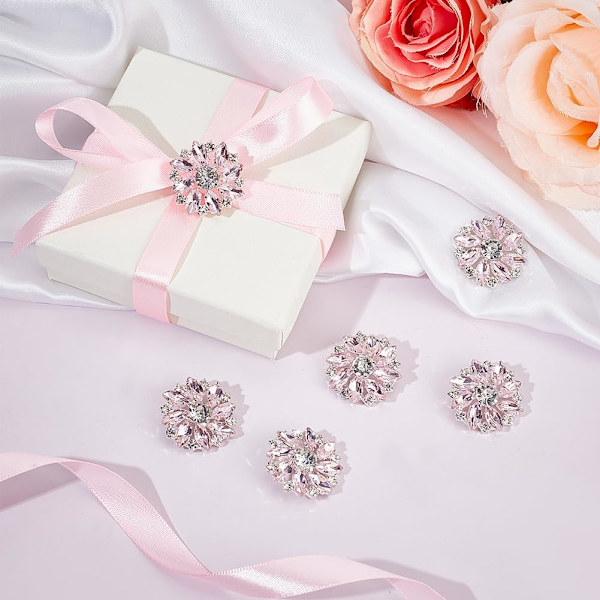 10 stk 28MM Blomst Rhinestone Shank Knapper Krystall Sy På Knapper med 1 Hull og Flat Bakside, Rhinestone Snøfnugg Metallknapper F