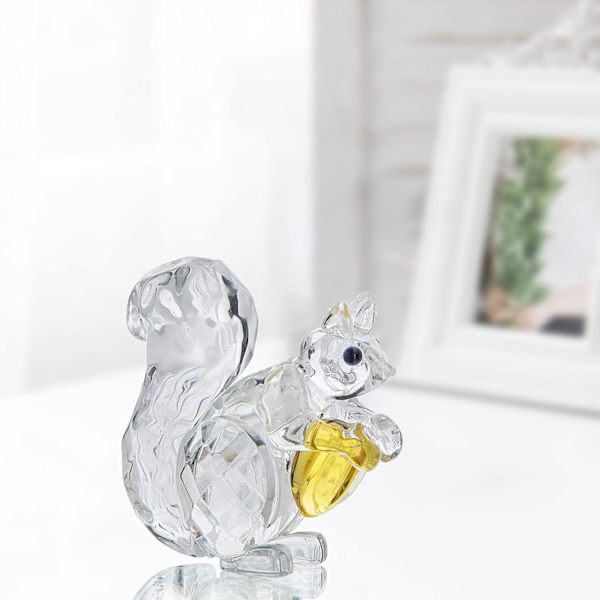 Kristalldjur Ekorre Samlarfigur Glas Pappersvikt Bordsprydnad