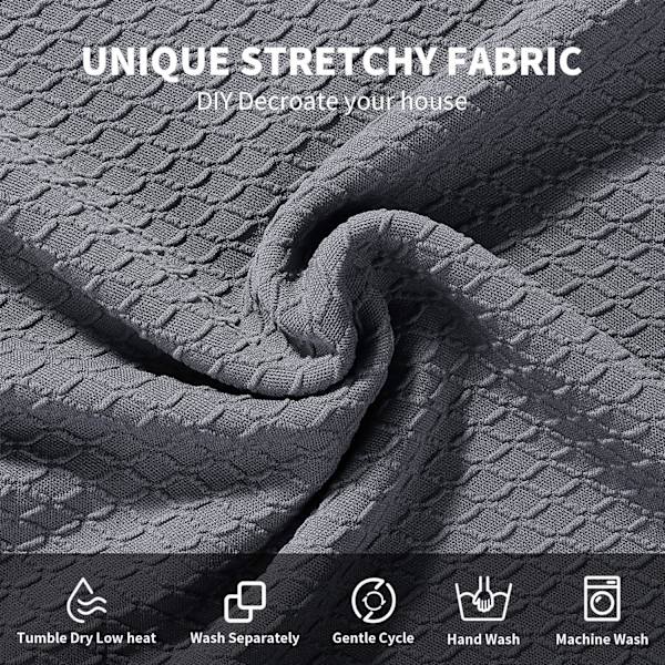 Stretch Jacquard Matstolsöverdrag, Avtagbara Tvättbara Anti-Damm Matsalsstol Sittdyna Överdrag med Band - 2 st Grey