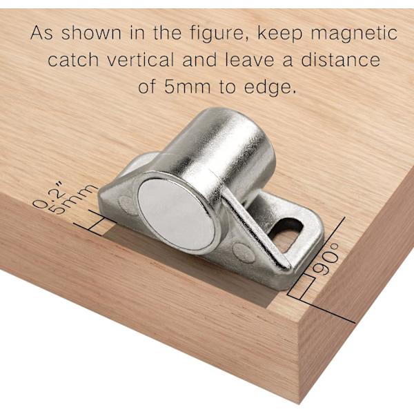 Magnetisk lås magnet skabslåge 4 stykker sølv magnetiske låse med skruer magnet lukning, til skydedør skuffer vindue magnetiseret skab