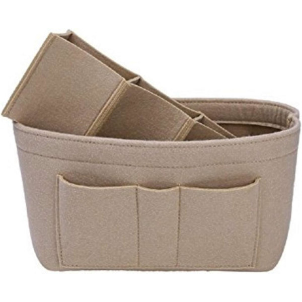 Plånboksorganiserare, Filtväska Organiserare För Handväska (Liten, Beige)