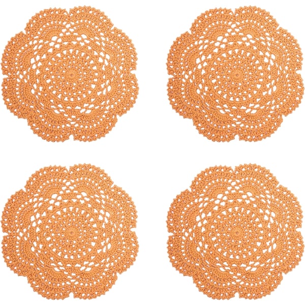 22 cm:n pitsipyöreä, virkattu, pyöreä pitsipyöreä, käsintehty orange