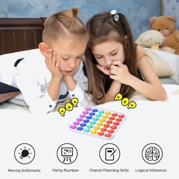 Firkantet Regnbue - Poppet Fidget Legetøj, Bubble Push Pop Fidget Sensorisk Legetøj til Stresslindring, Nyhed til Drenge, Piger & Voksne