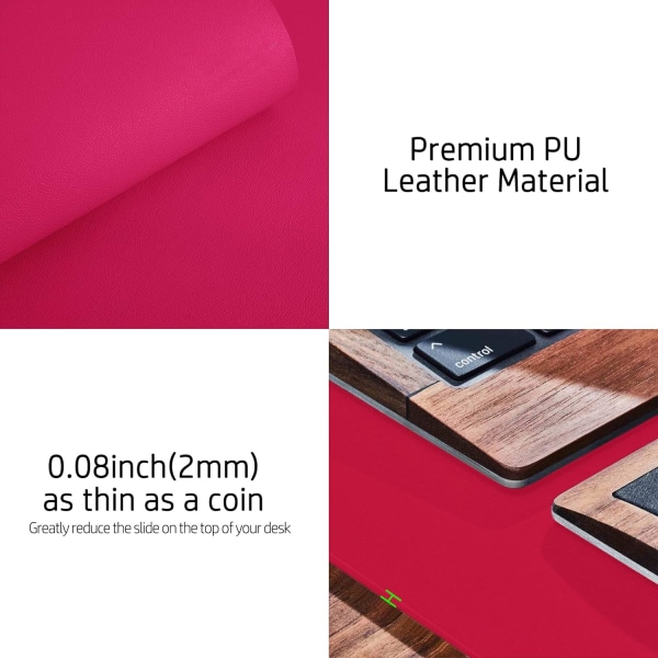 Läder Skrivbordsunderlägg, Kontorsunderlägg, Halksäker PU-Läder Skrivbordsmatta, Laptopunderlägg, Vattentätt Skrivbordsunderlägg Rose Red 31.5" x 15.7"