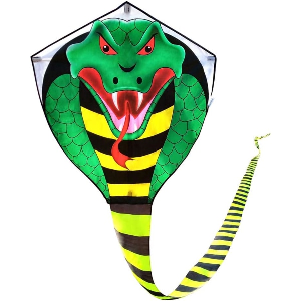 Stor kobradrake för vuxna barn Pojkar med superlång svans (49 fot), extra lätt att flyga, bästa enorma drakar, den kommer att dominera himlen Green