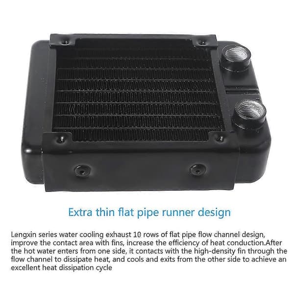 DIY Vattenkylningssystem Högdensitetsflänsar 8 Rader Aluminiumrör Radiator 90mm
