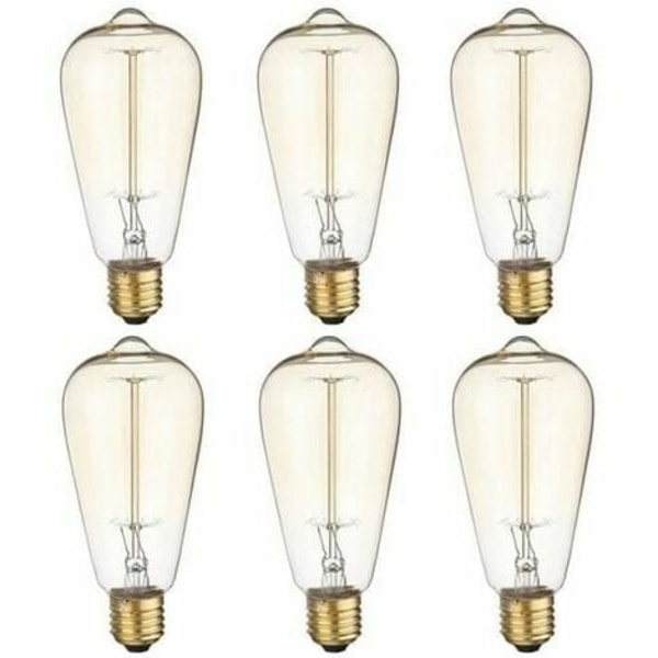 6x E27 4W Ampulle Edison Glødelampe 220V ST64 Retro