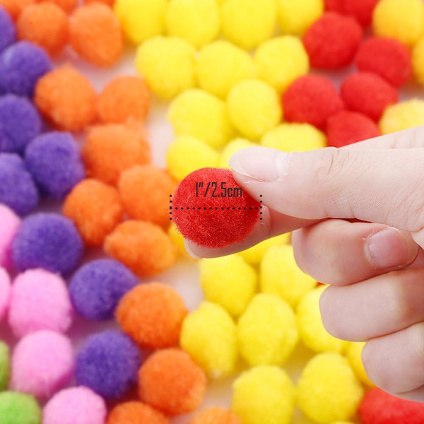 300 stycken 1 tum blandade pompombollar i flera färger för pyssel och hantverk Multicolor 1 Inch