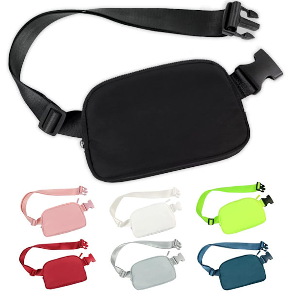 Crossbody Fanny Pack til kvinder og mænd, Everywhere bæltetaske med justerbar rem, til udendørs vandreture, løb, rejser og afslapning black