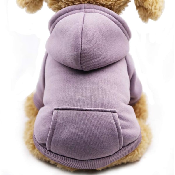 Vinter Hund Hoodie Sweatshirts med Lommer Varme Hunde Tøj til Små Hunde Chihuahua Frakke Tøj Hvalp Purple XX-Small