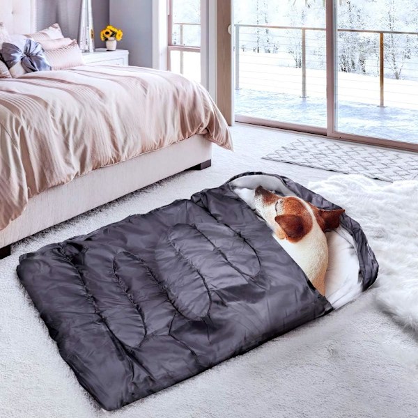 Koiran makuupussi ulkokäyttöön, lemmikin koiran sänkymatto, tyyny, polyesteri, pehmeä polar fleece, taitettava, vedenpitävä, kulutusta kestävä, lämmin 110*70cm