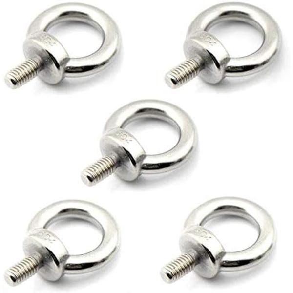Nostolenkki silmäpultti M8/0.32\" Uroskierre ruostumaton teräs Meriliikenteen painonnosto pultit 5kpl