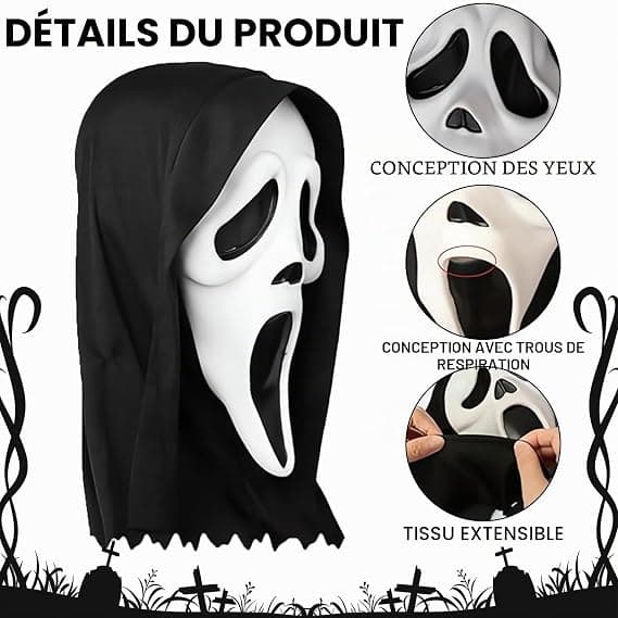 1 st Scream Halloweenmask Unisex Skräckaccessoarer Läskig Mask
