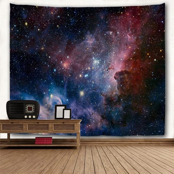 Romteppe, Universe Nebula Galaxy Stjerneveggteppe for stue Sovesal 100x75cm