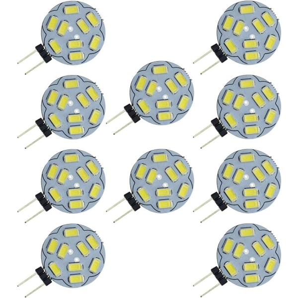 10-pakning G4 9 SMD 5730 LED-pære 12V AC/DC dobbel kanal base innfelt tak innfelt LED-pære erstatning halogenpære 20W ekvivalent varm hvit