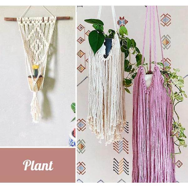 3 Rullar Macrame-snöre 3mmx100m, DIY-Snöre i Bomull för Väggbonader, Växtupphängningar, Hantverk, Stickning, Dekorativa Projekt Light gray + light pink + beige