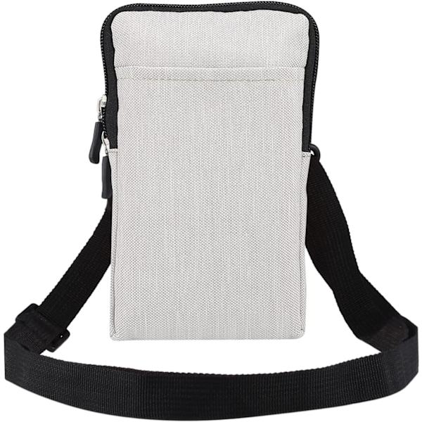 Mobiltelefon Axelväska, Mobiltelefon Bältesklämma, Axelväska Messenger Väska Dragkedja Crossbody off white Large size