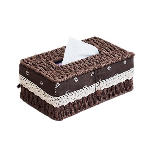 Servetthållare i papperssnöre, servettdispenser med foder Coffee color