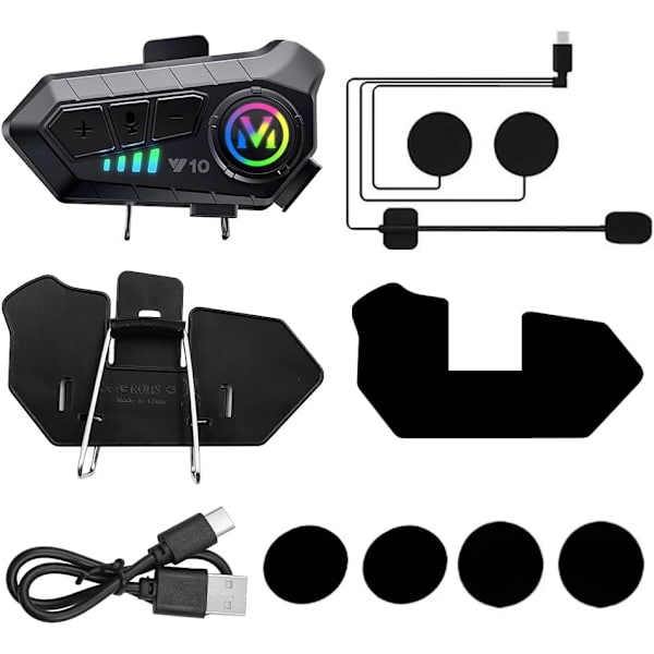 Motorcykel Intercom Headset, Bluetooth Headset, Stöd för Röstassistent, Dubbel Brusreducering, Högupplösta Samtal, Lyssning