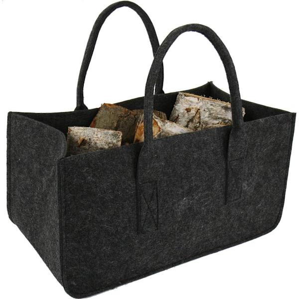 1 kpl Tukkilaukku Huopapussi Puutukki Kori Tukkivarastolaukku Tummanharmaa 50x25x25CM