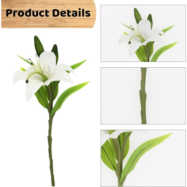 Kunstige Blomster 8 stk Kunstige Liljer med Blomsterkunst Planteblomster Hjemmedekoration White