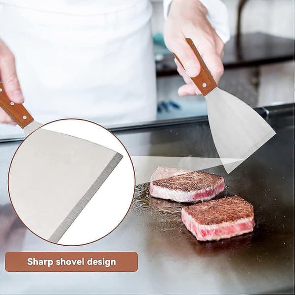 Plancha Spatel, Crêpespatel Rostfritt Stål Grillspade Grillspatel Skrapa