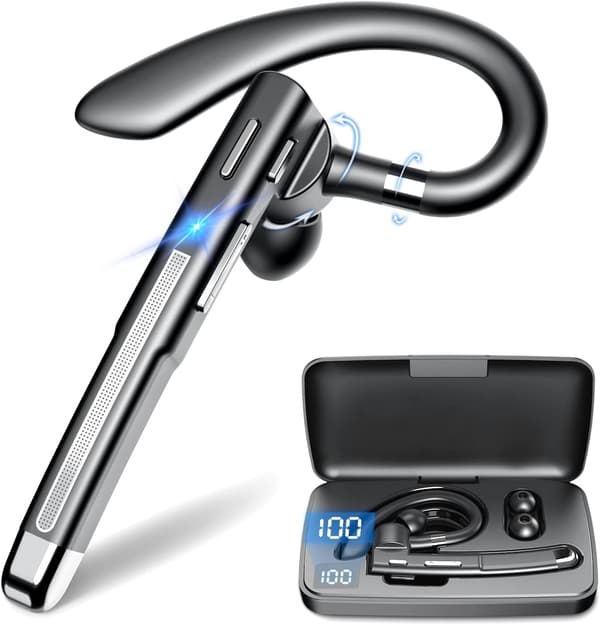 Bluetooth-hörlurar, trådlösa Bluetooth-handsfree-hörlurar med brusreducerande mikrofon, kompatibla med iPhone, Android-telefoner
