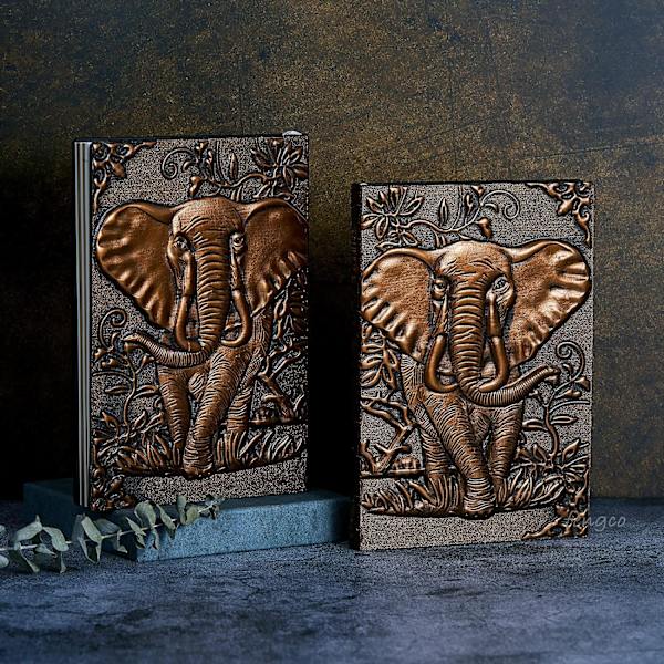 Elefant Journal, Læder Skrive Journal Notebook, A5 Linjeret Journal, 200 Sider, Rejsedagbog & Notesbøger til at skrive i, Gave til mænd & kvinder Elephant(Red Bronze) 8.4x5.7In
