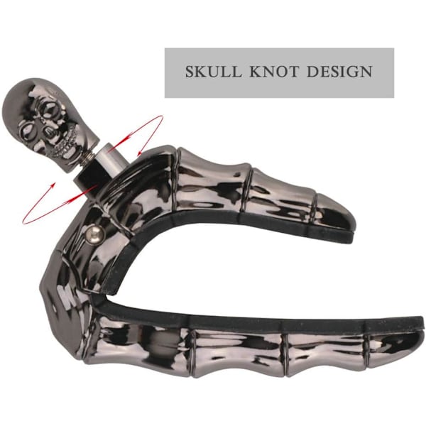 Gitarr Capo Skull Capo för Akustisk och Elektrisk Gitarr Skelett Huvud Ukulele Capo med 5 Plektrum Black