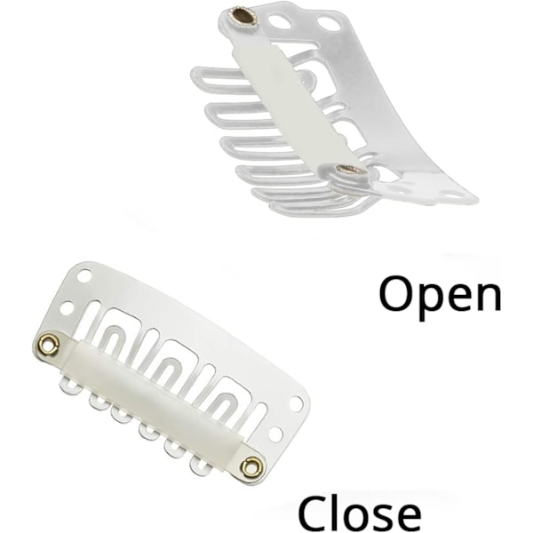 20 stycken Hårförlängningsklämmor, Metall Snap Clips för Hårförlängningar och Våder, Perukklämmor Snap Clips U-formad Hårperukklämma Off white