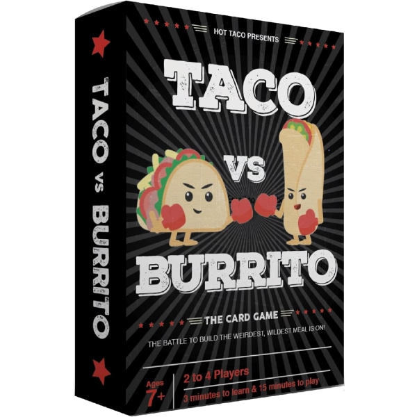 Taco vs Burrito - Det vildt populære overraskende strategiske kortspil skabt af en 7-årig til fest balck 6.75 x 4.75 x 1.5 inches