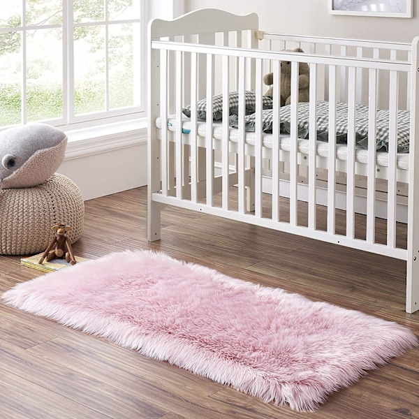 Faux fårskinnsmatta, imitation fleece matta fluffig mjuk långhårig dekorativ stolskudde soffmatta (mjuk rosa, 60_x_90_cm)