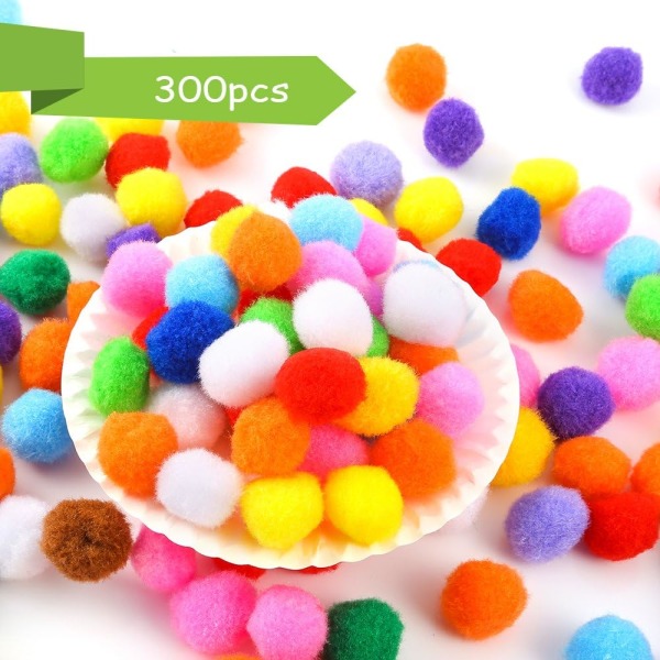 300 stycken 1 tum blandade pompombollar i flera färger för pyssel och hantverk Multicolor 1 Inch