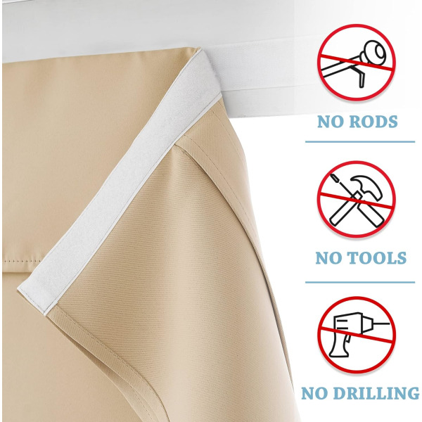 Dørgardiner Blackout - Selvklebende Tie Up Shades Vindusgardiner Lysblokkerende Isolerende Sidelys, B 66 x H 173 cm, 1 Panel, beige