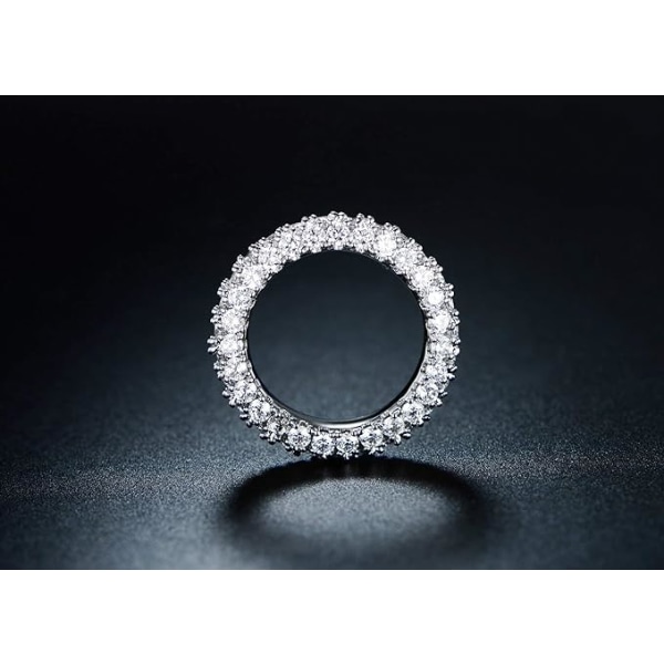 Kvinnors 3-rads evighetsring Vitguld eller roséguldpläterad Cubic Zirconia Eternity Band Ringsmycken Silver 10