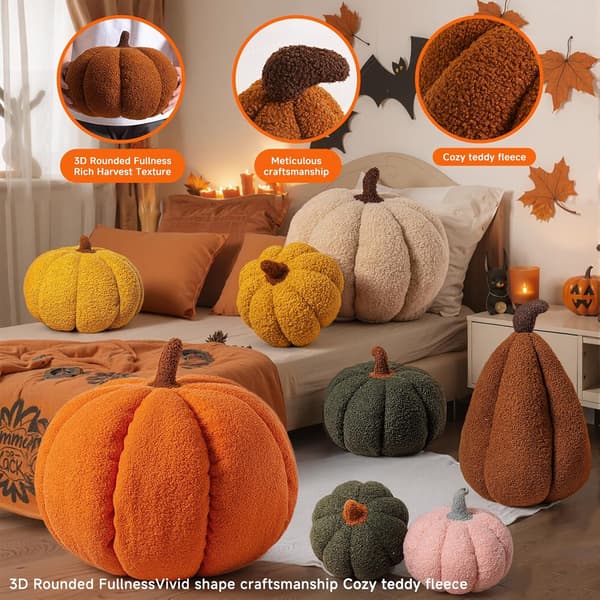 2 st höstpumpakuddar, mjuka 3D-formade kuddar för soffa, sovrum, Thanksgiving, Halloween heminredning, 32x22cm & 23x18cm