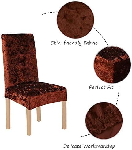 2 st tjocka sammetsstolsöverdrag matstolsöverdrag elastiskt stretchstolsöverdrag Dark Brown 2pcs