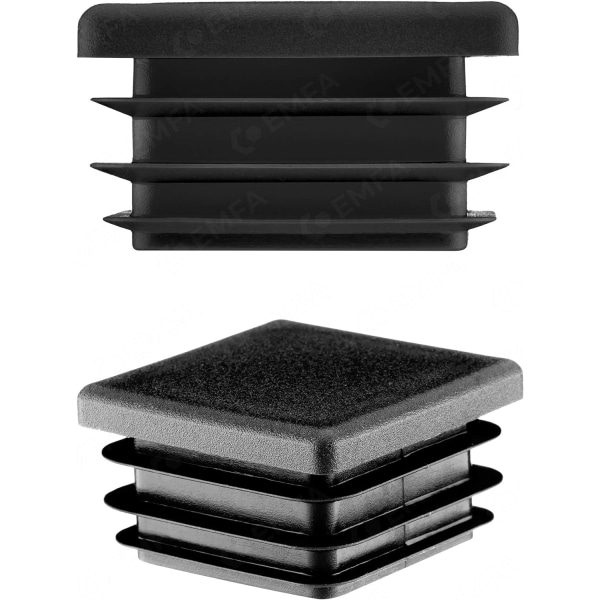 Hætte til firkantet rør 60x60 mm, 10 stk., Sort (RAL 9005) Hætte, 6x6 cm
