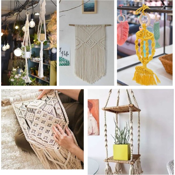 Macramé-snöre, Bomullsrep, för Väggbonader, Växtupphängningar, DIY-hantverk, Heminredning, Presentinslagning 3mmx100m lemon yellow