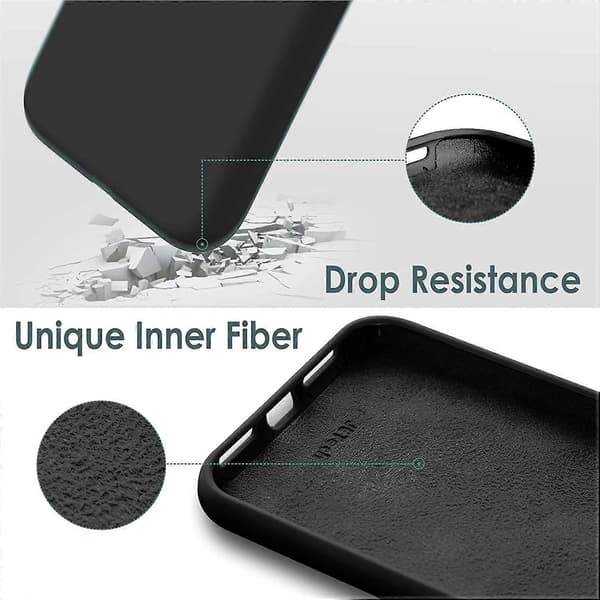 Silikonskal för iPhone 11 6,1 tum, Silkeslen Full-Body Skyddsfodral, Stötsäkert skal med Mikrofiberfoder (Svart)
