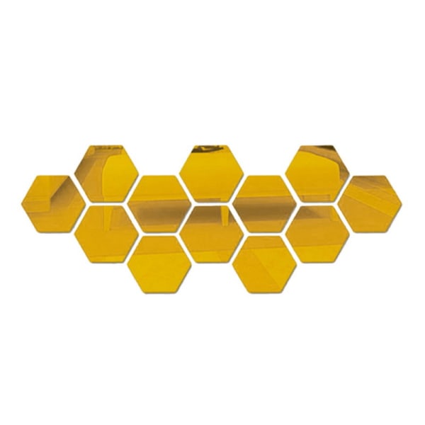 Spegelväggdekaler, 12 st Hexagon Spegelkonst DIY Hem Dekorativ Akryl Spegelvägg Gold 80*70*40mm