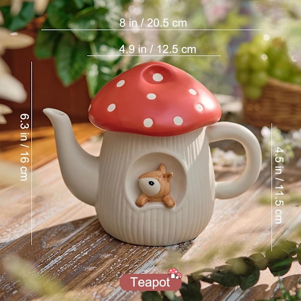 Sød Svampe Tekande, Håndlavet Glasur Prikket Låg, Sikker Mat Keramisk Tekande, 700 ml. Bedste Gaver til Kvinder & Piger Style 3