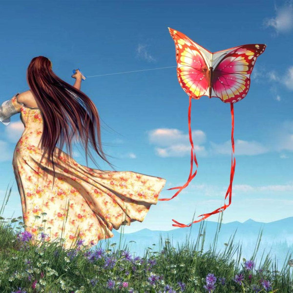Farverig Life Butterfly Drage med 300ft snor pink 40'' x 30''
