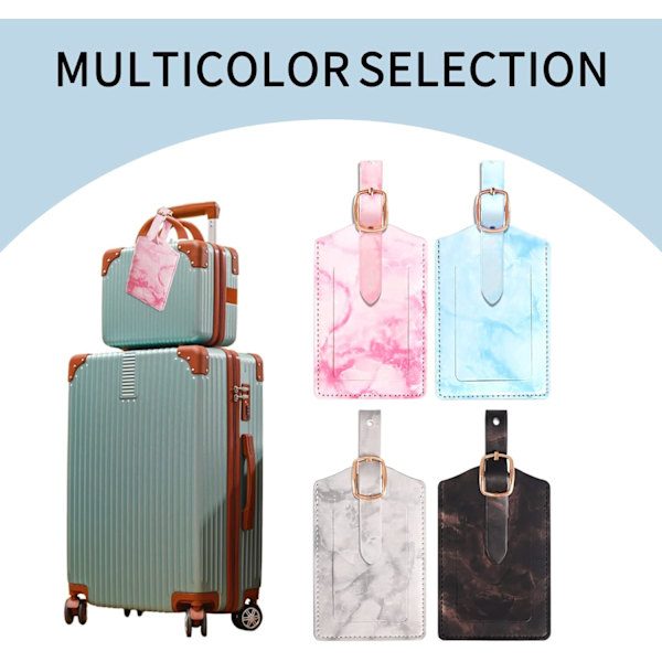 Matkatavaramerkit 2/4 pakkaus, Matkatavaroiden turvallinen merkinnät, PU-marmori matkatavaramerkit, Matkalaukun tunnusmerkkisarja, katoamisen estämiseksi blue.pink.grey.black