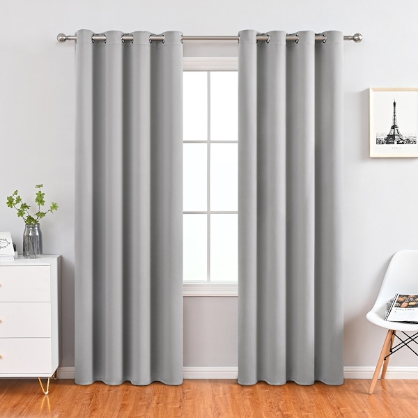 Setti 2 pimennysverhoa läpinäkymätön - Verhot silmukoilla light grey 140*240cm
