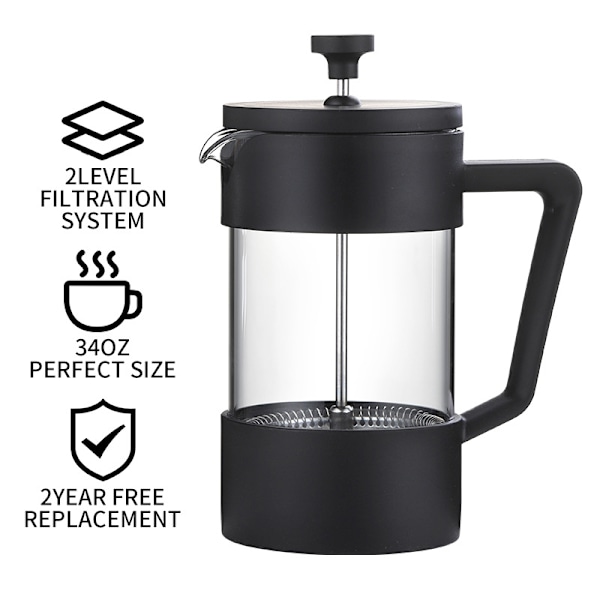 Fransk Press i Högkvalitativt Borosilikatglas - Hembryggt Kaffe & Te